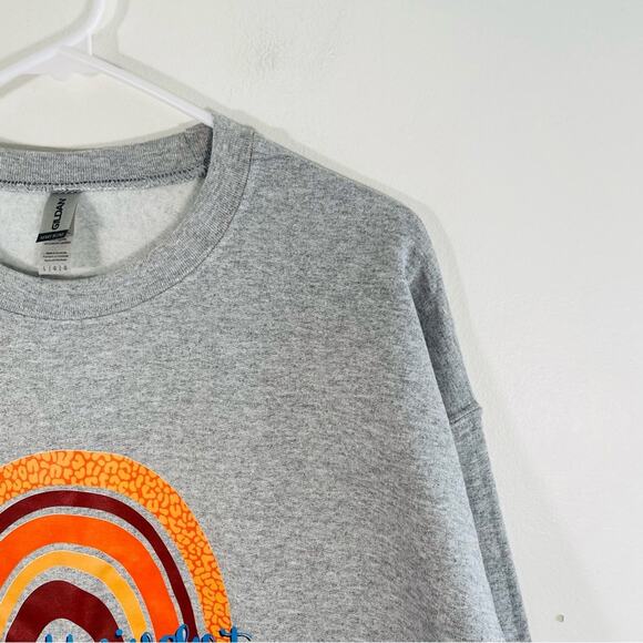 Auburn University Gray Orange Rainbow Crewneck Pullover Sweatshirt Large - Picture 4 of 6